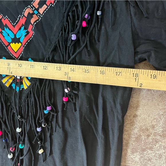 Cristina Maxx Blouse Black Pull Over Long Sleeve Boho Tribal Vintage 80s / 90s - Picture 7 of 9